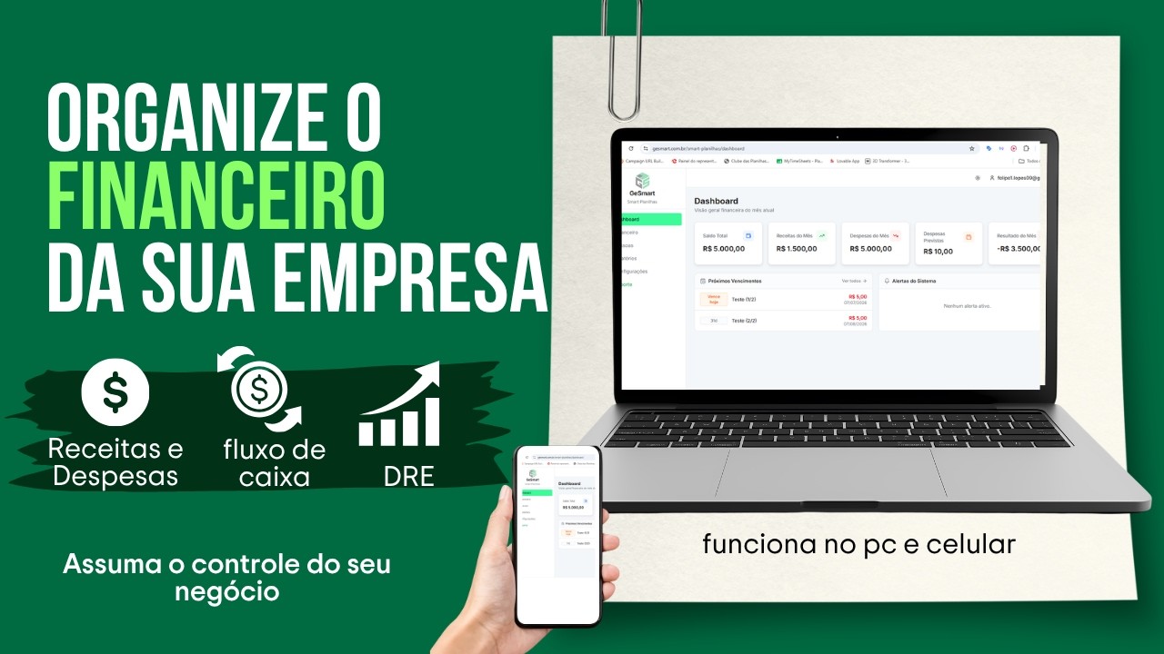 📊 Controle Financeiro Empresarial Online
Teste grátis:
https://www.gesmart.com.br/?utm_source=youtube&utm_medium=video&utm_campaign=video-demonstrativo2026Cansado de controlar as finanças da empresa em várias planilhas?Com nosso sistema você organiza tudo em um só lugar:✅ Receitas e despesas
✅ Fluxo de caixa
✅ DRE (Demonstrativo de Resultados)
✅ Relatórios financeiros
✅ Acesso pelo computador e celularTenha uma visão clara da saúde financeira do seu negócio, tome decisões com mais segurança e economize tempo na gestão.🚀 Simplifique o controle financeiro da sua empresa.👉 Solicite uma demonstração e conheça o sistema!#controlefinanceiro #gestaofinanceira #fluxodecaixa #empreendedorismo #gestaoempresarial #pequenasempresas #financeiro #software #saas #negocios
