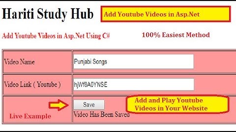 Add and Play Youtube Video Using DataList Control in Asp.Net C# | Hindi | Online Learning Classes