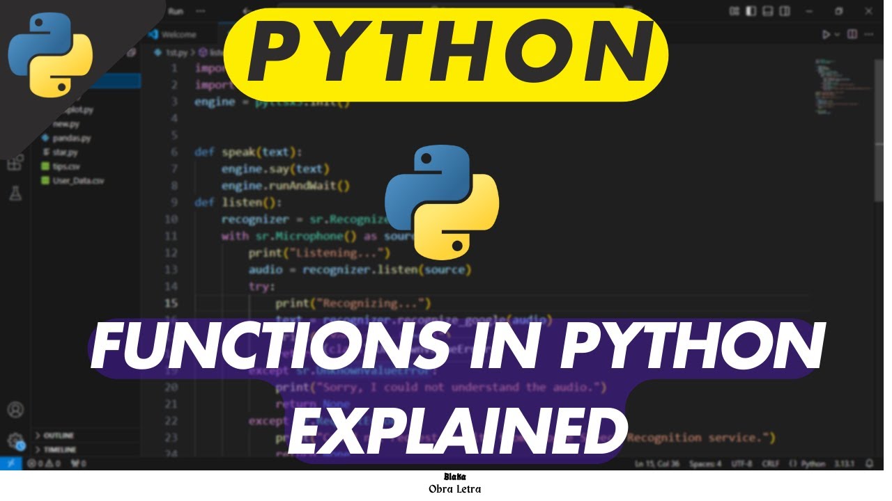 functions in python explained - YouTube