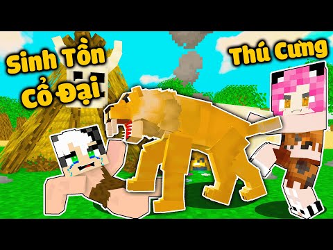 MỀU THỬ THÁCH 24 GIỜ SINH TỒN CỔ ĐẠI TRONG MINECRAFT TẬP 2*REDHOOD CÓ THÚ NUÔI LÀ HỔ RĂNG KIẾM MCPE