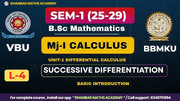 VBU & BBMKU SEM-1 L-4 SUCCESSIVE DIFFERENTIATION EXAMPLES |  B.Sc MATHEMATICS | DMA
