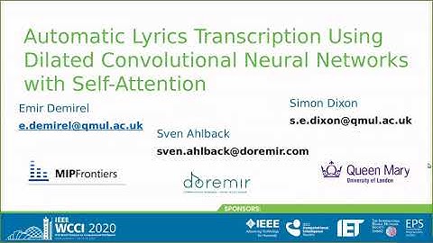 Automatic Lyrics Transcription using Dilated Convolutional Neural Networks with Self-Attention
