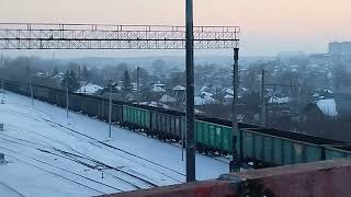 Барнаульский вокзал проезд 2тэ25км с товарняком и прибытие ЭД9Э
