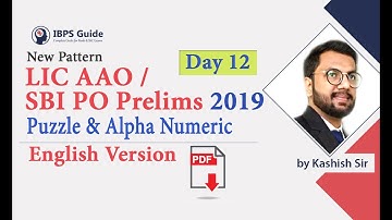 LIC AAO/SBIPOPrelims 2019 | Puzzle & Alpha Numeric - Reasoning in English | (Day -12)