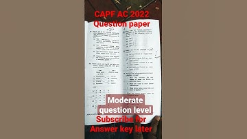 CAPF AC 2022 Answer key/Safe Attempts/Expected Cutoff/Question paper analysis #capfac2022 #capf