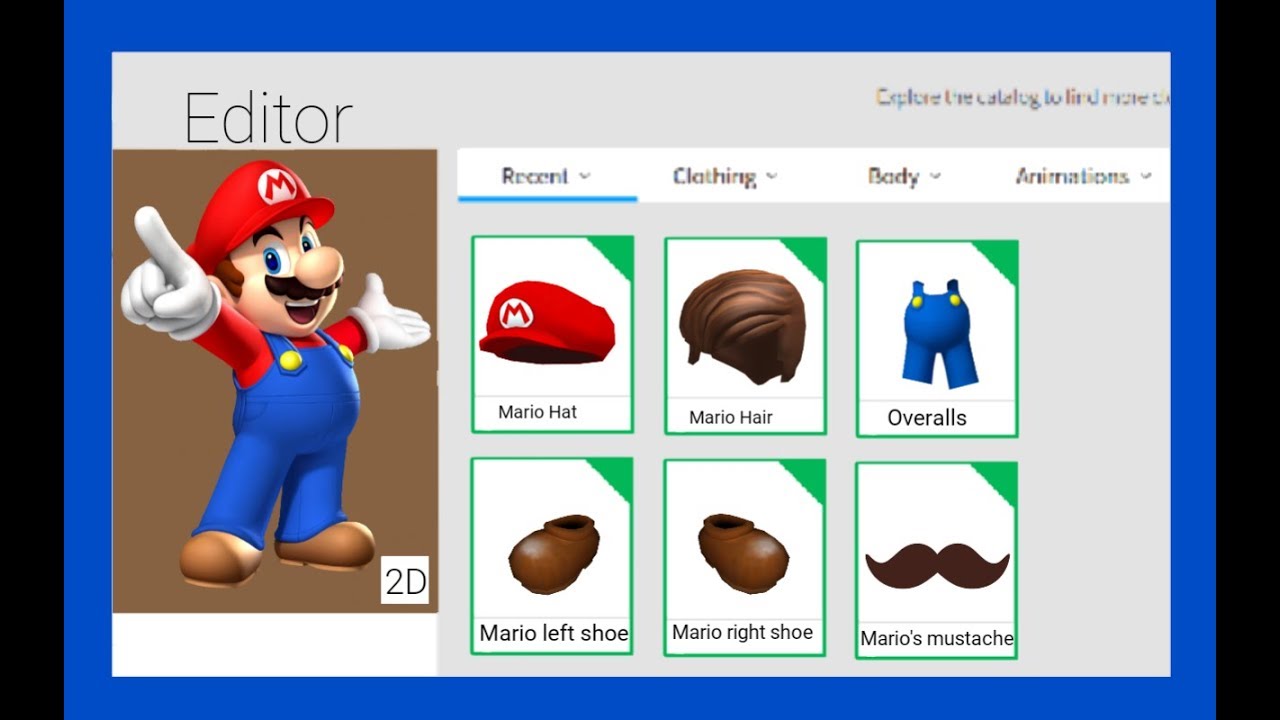 I Made Mario A Robox Account With No Robux No Robux Challenge Youtube - mario hat roblox catalog