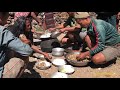 villagers having lunch in group || village food || pork curry || Nepal || lajimbudha ||