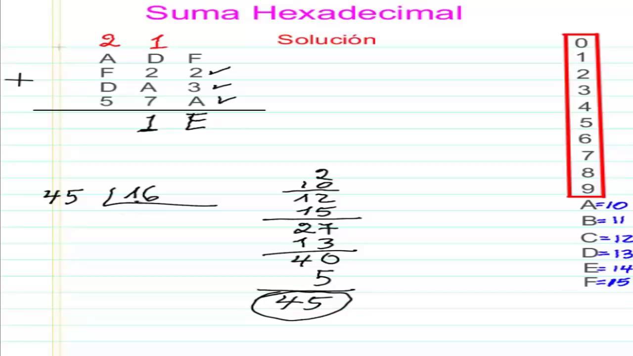 Suma hexadecimal N°02 - YouTube