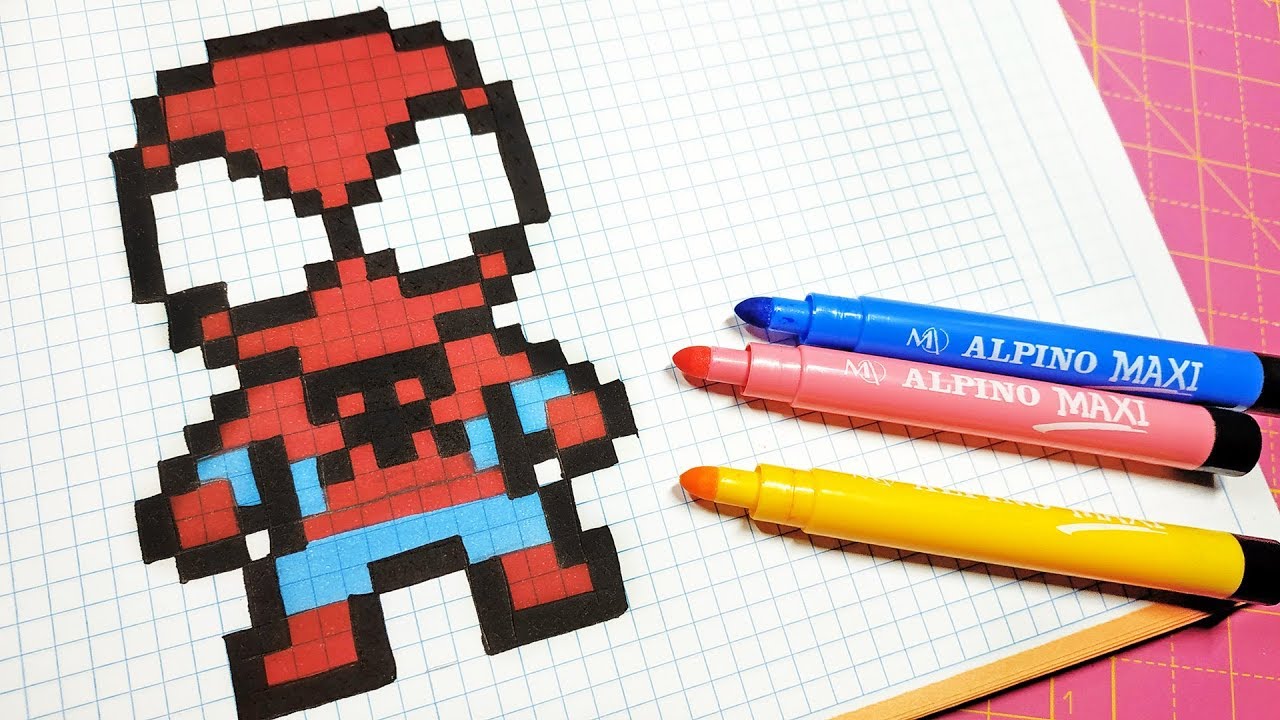 Handmade Pixel Art - How To Draw Spiderman #pixelart - YouTube