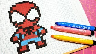 Handmade Pixel Art - How To Draw Spiderman #pixelart