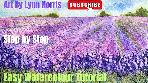 How To Watercolour Paint a Lavender Field Landscape For Beginners