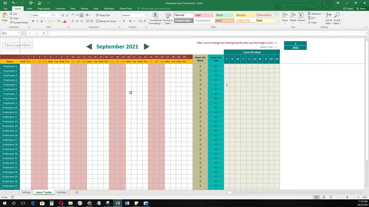 Employee Leave Tracker Excel Template YouTube