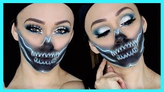 NEON LIGHT SKULL: MAQUILLAJE DE OJOS AZUL + CALAVERA NEON!