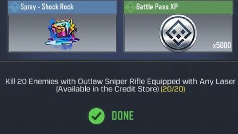 Call Of Duty: Mobile Kill 20 Enemies with Outlaw Sniper Rifle Equipped with Any Laser Task Complete