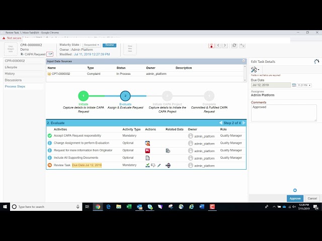 ENOVIA 2019x Complaint, CAPA Request and CAPA Lifecycle Demo