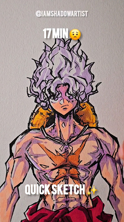 How To Draw Luffy 15sec , 10Min , 45Min✨️ #shorts #luffy  #monkeydluffy  #onepiece