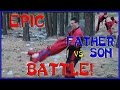 EPIC Father vs. Son Battle! 5 Year Old Ninja vs. Black Belt Daddy - Martial Arts Demo | Sensei Ryan