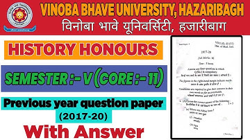 VBU UG Semester 5 History Honours Core 11 Previous Year Question Paper 2017-20 BA Sem V Prev Q Paper