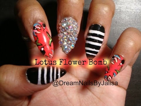 Lotus Flower Bomb Nail Art DreamNailsByJalisa YouTube Lotus Flower Bomb Nail Art DreamNailsByJalisa YouTube