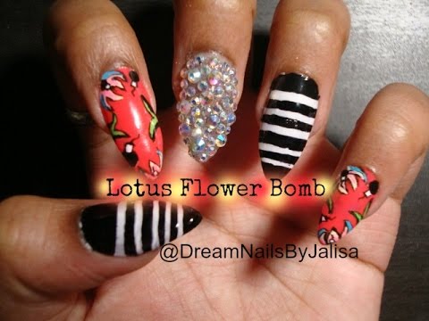 Lotus Flower Bomb Nail Art  DreamNailsByJalisa  YouTube