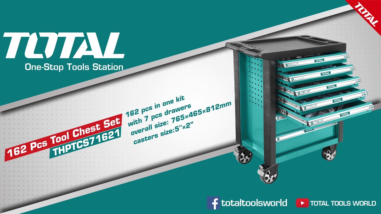 THPTCS71621 Juego de herramientas caja gabinete total 162 piezas. Total  Tools Carbone. - YouTube