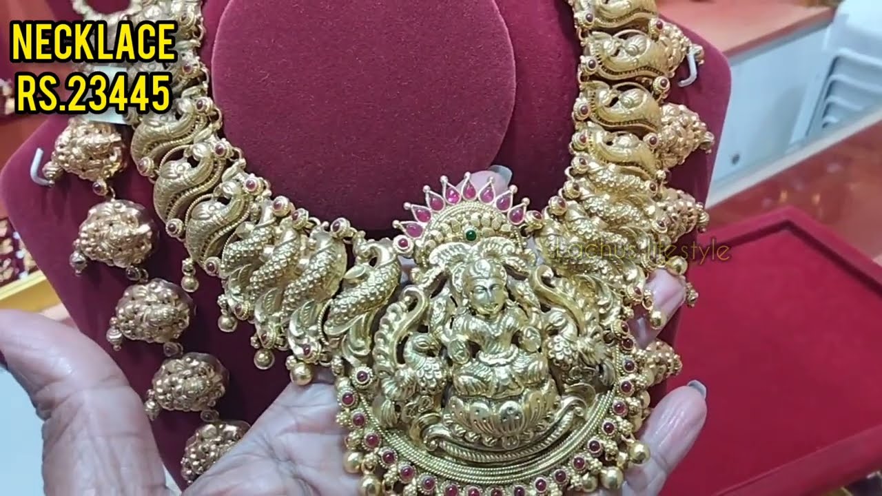 Gold Plated Pure Silver Jewellery | Temple Bridal haram Jimiki |Screw Kada Stone Bangle Start Rs.999