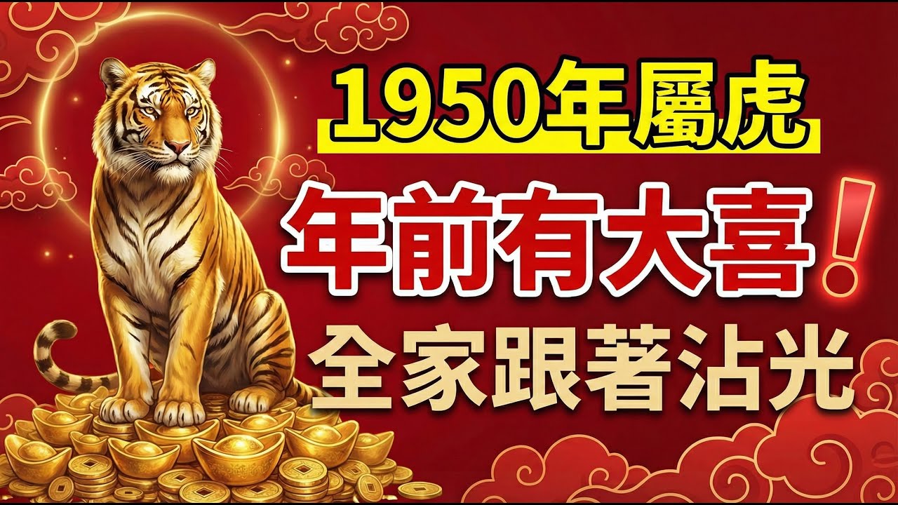1950年屬虎人，金虎之命！年底前家裡會發生一件「大喜事」，全家跟著沾光！你知道嗎？#1950年屬虎 #屬虎運勢 #生肖虎運勢 #晚年運勢 #招財 #偏財運 #家庭 #轉運 #金虎之命 #算命