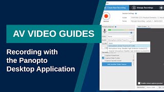 AV Video Guide: Panopto Desktop Recorder | University of Lincoln