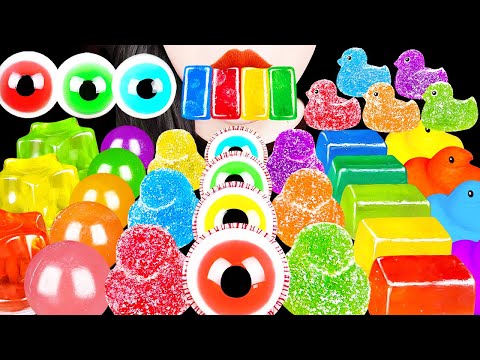 ASMR RAINBOW DESSERTS 무지개 오리 코하쿠토, 눈알젤리, 레인보우 먹방 KOHAKUTO, EYEBALL JELLY GUMMY EATING SOUNDS MUK