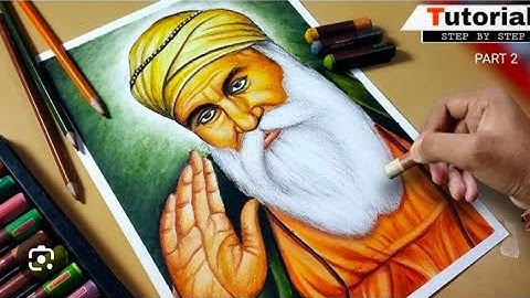 Shri Guru Nanak Dev Ji drawing with Oil pastels//Part - 2// How to draw Guru Nanak Dev Ji