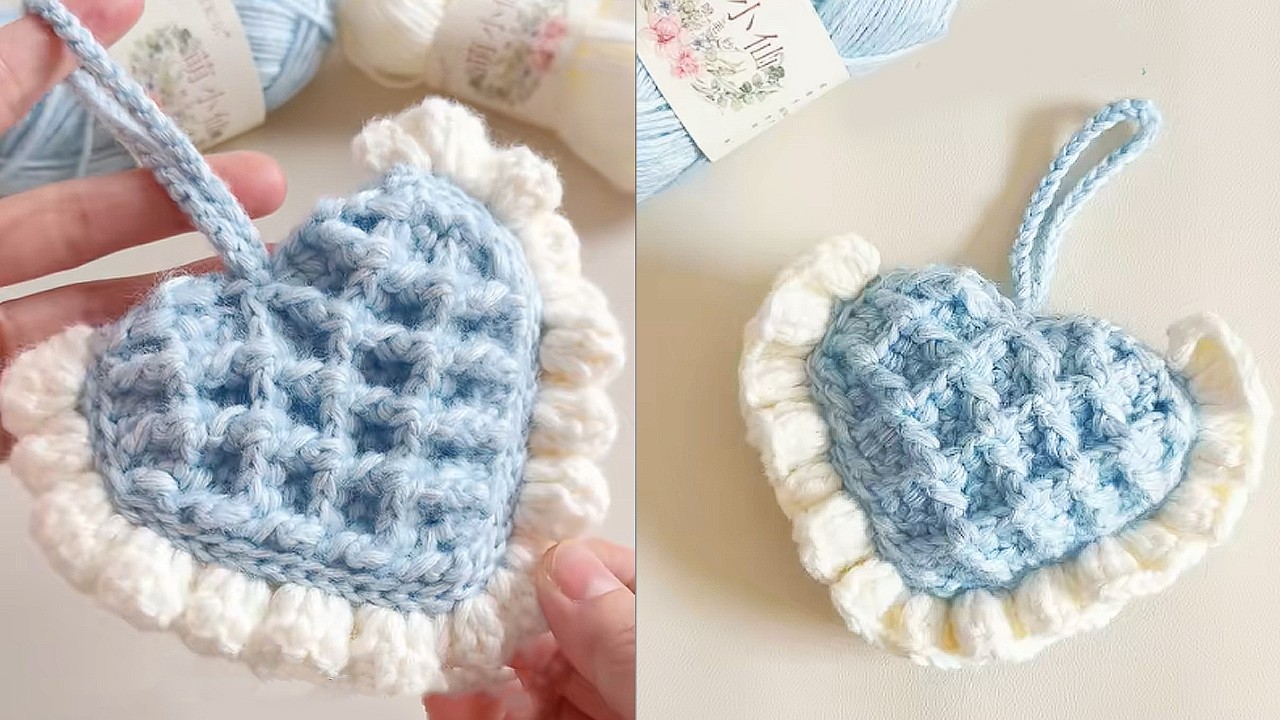 So Sweet! 💗 Crochet Heart Phone Pouch | Waffle Stitch Easy Tutorial
