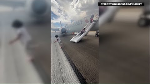 American Airlines passengers escape plane using slides after landing gear incident