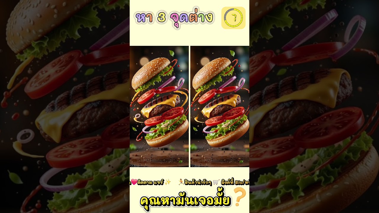 แฮมเบอร์เกอร์ #จับผิดภาพ #เกมฝึกสมอง #ฝึกสมาธิ #ปริศนา#SpotTheDifference #PhotoHunt