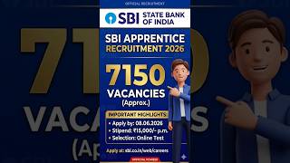 SBI Apprentice Recruitment 2026! 🚀 7150 Vacancies Out! #shorts
