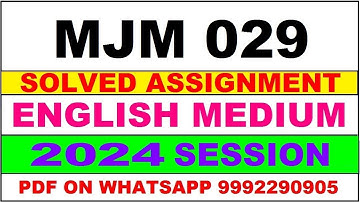 mjm 29 solved assignment 2024 | mjm 29 solved assignment in english 2023-24 | mjm 29 2024