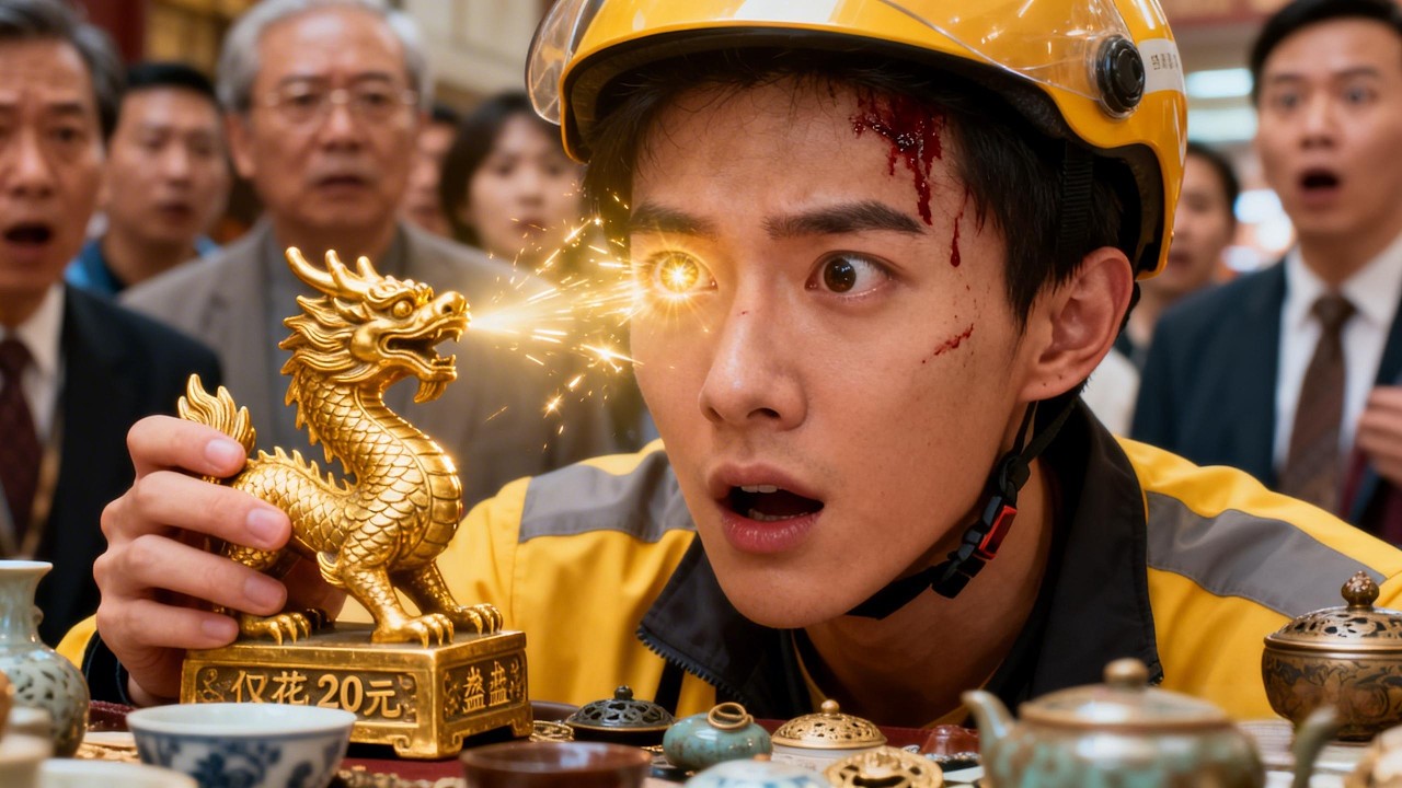 窮小夥撞翻古董攤，額頭鮮血啟動透視神眼，20 塊撿漏價值 80 萬盤龍像。#短劇 #短劇推薦 #drama