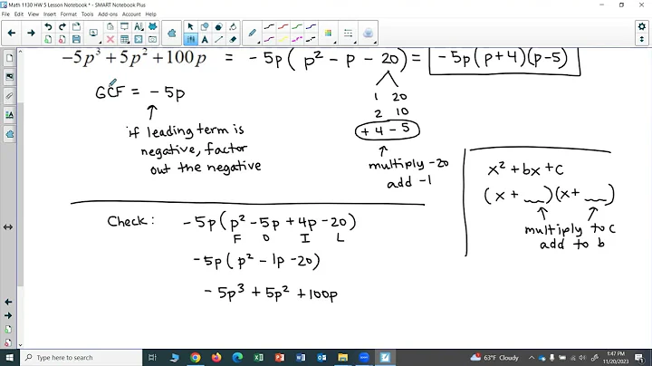 Math 1130 HW 5: General Approach to Factoring
