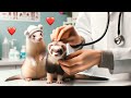 Ferrets at the Vet. Cinnamon & Sassy