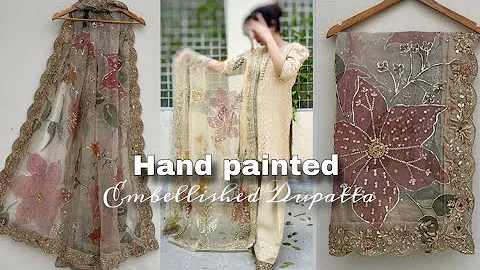 🥰Designer hand painted dupatta ✨havvy dupatta embellished dupatta design 