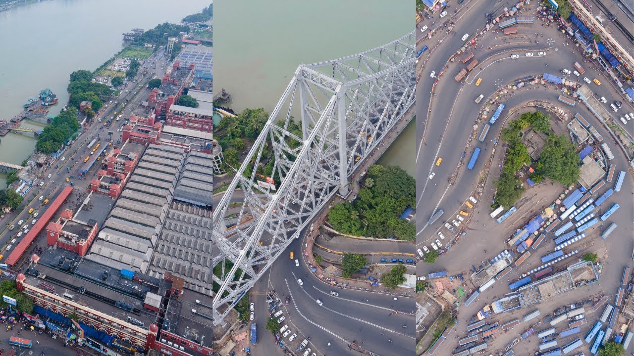 Howrah Bridge  Rabindra Setu  Incredible India  Drone Shot