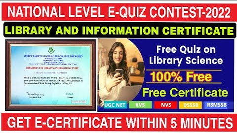 National Level E Quiz Contest On Library & Information Science I Free Certificate@DigitalClassroomOfficial