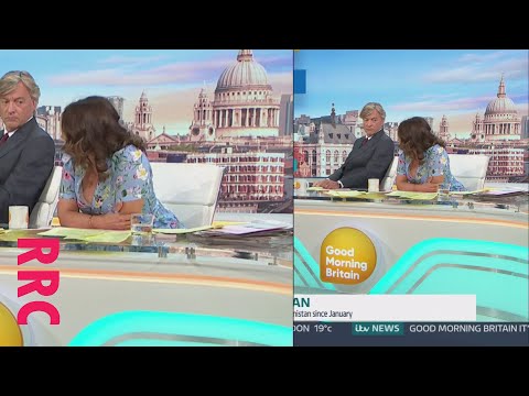 Susanna Reid @bra peek in cleavy blue floral dress