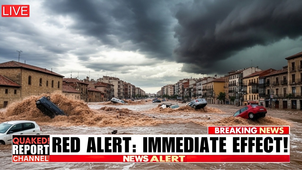 Flood In Spain! Storm Oriana Turns Streets Into Rivers,  City Underwater, Cars Swept away!