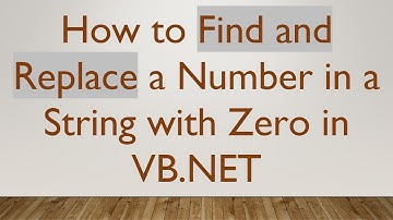 How to Find and Replace a Number in a String with Zero in VB.NET