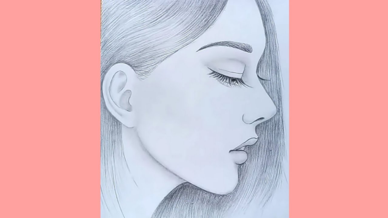 How To Draw A Face Sketch - Side View || Girls Drawing || Pencil Sketch ...