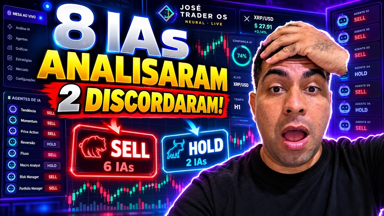 Mesa ao Vivo do José Trader OS: 8 agentes de inteligência artificial analisando o mercado ao mesmo tempo