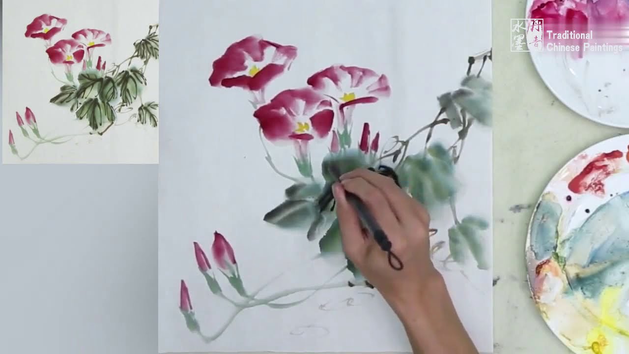 中国水墨画 牵牛花的画法traditional Brush Painting Morning Glory Youtube 中国水墨画 牵牛花的画法traditional Brush Painting Morning Glory Youtube