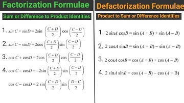 Trigonometry Part - 8 : Factorization and Defactorization Formulae