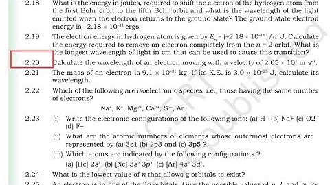 Calculate the wavelength of an electron moving with velocity of 2.05 ×10 ⁷ ms-1.
