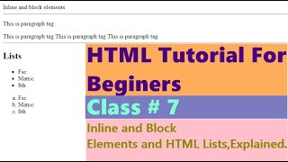 HTML Tutorial: Inline & Block Elements & Html List Concept | Web Development Tutorials #7 Html Tutorial Inline And Block Element Web Development Tutorials 7